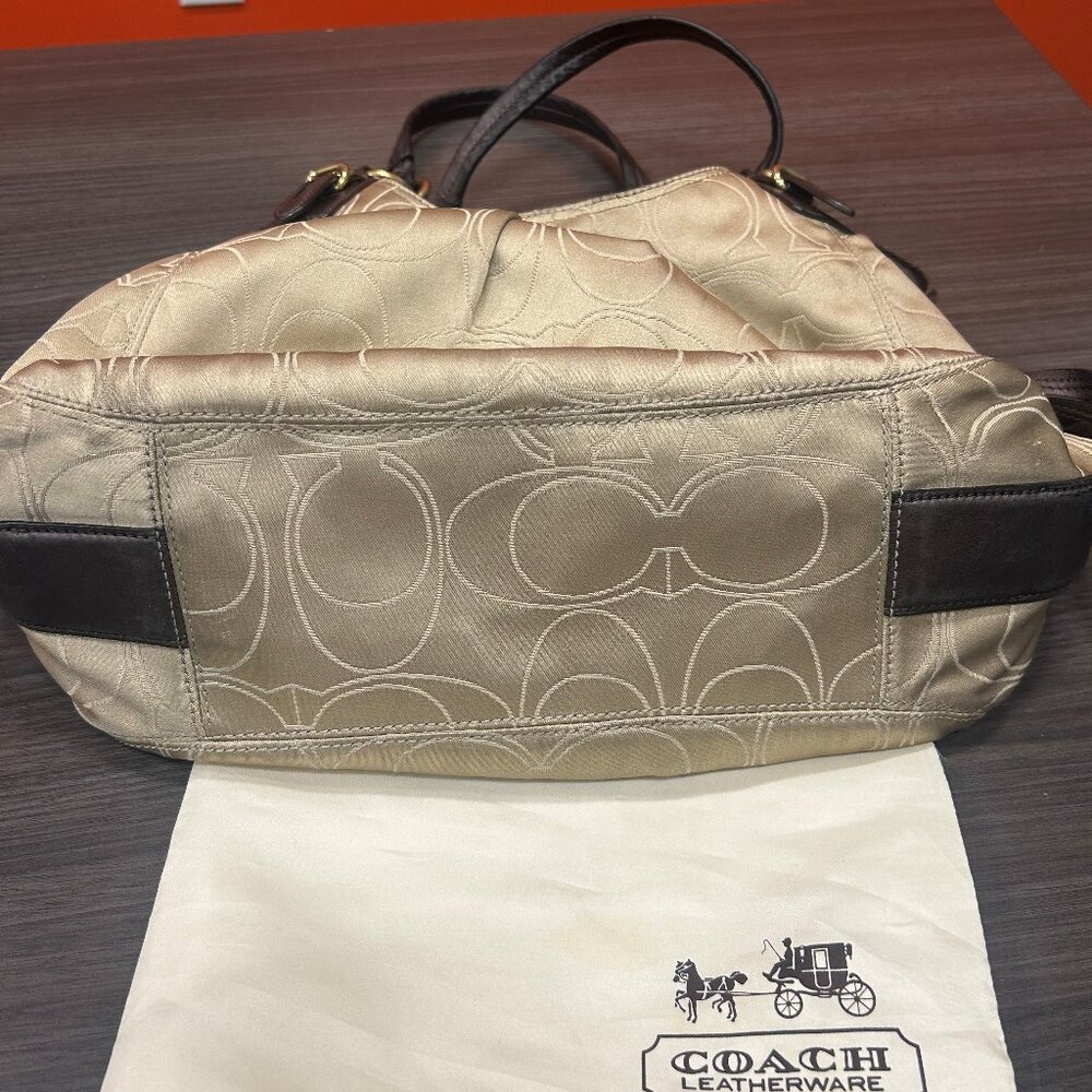 Mia Maggie Signature Outline-Beige Satin  Coach Bag - Picture 6 of 6